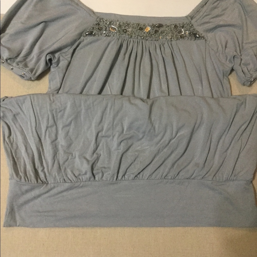 Gray Rhinestone Accented Top - Picture 4 of 5